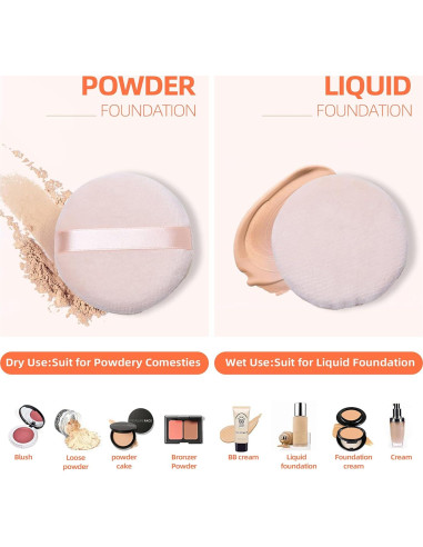 Esponjas de Maquillaje de Algodón Puro - 10 Piezas 8 cm