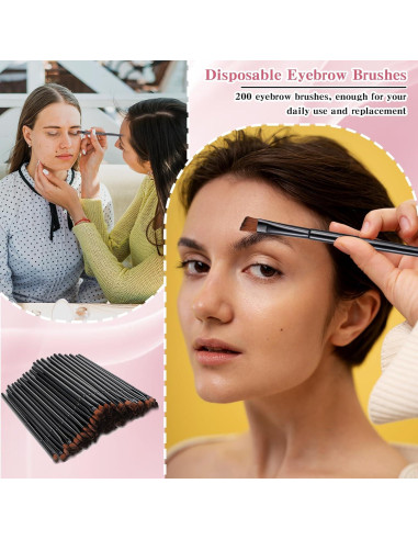100 Brochas Desechables para Cejas Yolev - 10cm Anguladas