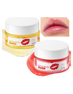 Conjunto de Exfoliantes Labiales DWDiWen Fresa y Naranja 2 Paquetes
