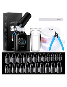 Kit de Uñas de Gel Gelike EC con Lámpara UV y Pegamento 6 en 1