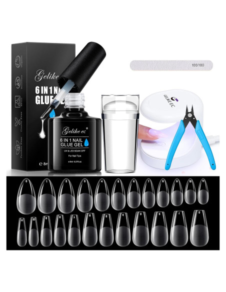 Kit de Uñas de Gel Gelike EC con Lámpara UV y Pegamento 6 en 1 Kit de Uñas de Gel Gelike EC con Lámpara UV y Pegamento 6 en 1