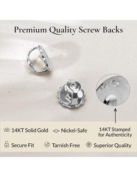 Respaldo de Arete de Oro Blanco 14K Everyday Elegance 0.81mm Respaldo de Arete de Oro Blanco 14K Everyday Elegance 0.81mm