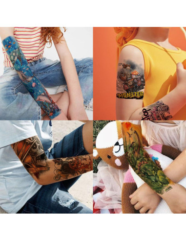 Tatuajes Temporales de Manga Completa CHARLENT - 11 Hojas