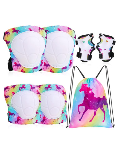 Conjunto Protector Rodilleras y Codilleras Bienbee Unicornio 7 Piezas