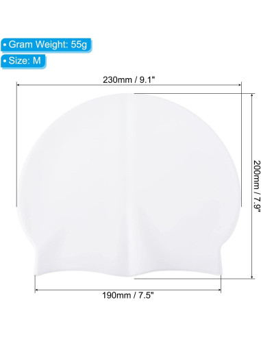 Gorro de Natación de Silicona PATIKIL Unisex Blanco - 2 Piezas