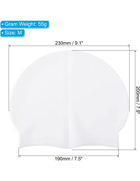 Gorro de Natación de Silicona PATIKIL Unisex Blanco - 2 Piezas Gorro de Natación de Silicona PATIKIL Unisex Blanco - 2 Piezas