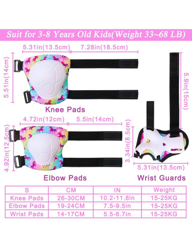 Conjunto Protector Rodilleras y Codilleras Bienbee Unicornio 7 Piezas