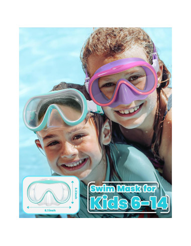 Gafas de Natación Seago para Niños 6-14 Años con Cubierta Nasal