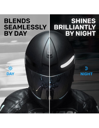 Calcomanías Reflectantes Negras ELOS - Cinta 3M para Cascos - 2 Unidades