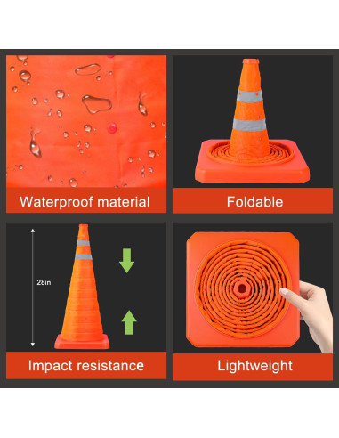 Conos de Seguridad Plegables TENKAIWICK 71 cm - 2 Unidades