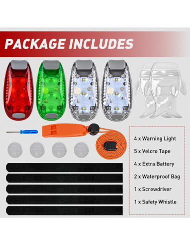 Luces de Seguridad LED Nilight 4Pcs Rojo Verde Blanco Impermeables