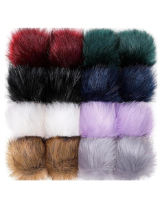 Pompones de Piel Sintética Tatuo 16 Piezas con Botón Presionable