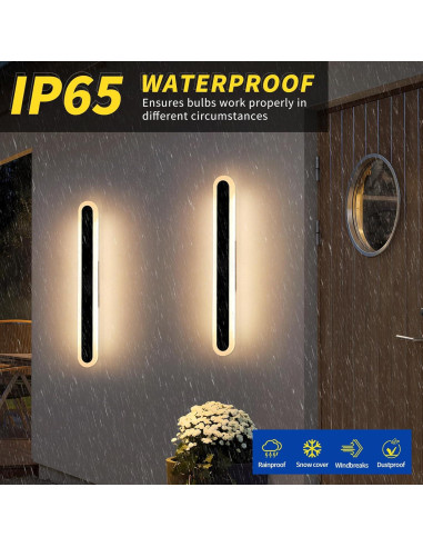 Paquete de 2 Lámparas de Pared LED Daoseolo 60cm IP65 24W