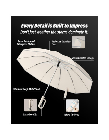 Paraguas Invertido Automático Dyale Travel Beige Resistente al Viento