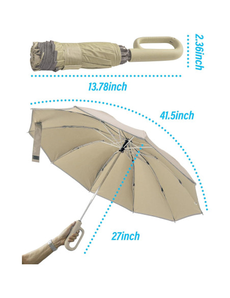 Paraguas Invertido Automático Dyale Travel Beige Resistente al Viento Paraguas Invertido Automático Dyale Travel Beige Resistente al Viento