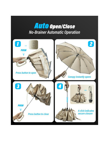 Paraguas Invertido Automático Dyale Travel Beige Resistente al Viento