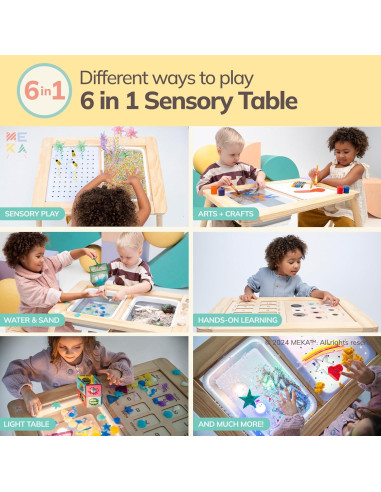 Mesa Sensorial MEKA 6-en-1 para Niños con Paneles Intercambiables
