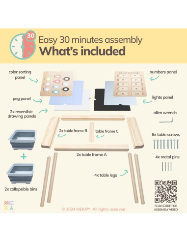 Mesa Sensorial MEKA 6-en-1 para Niños con Paneles Intercambiables