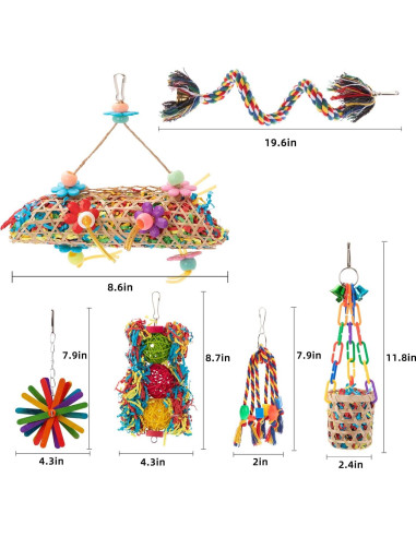 Juguetes para Aves RLRICH - 6 Paquete Coloridos para Loros
