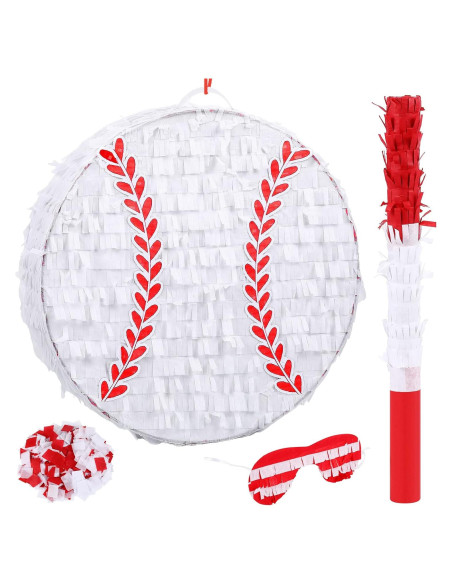 Piñata de Béisbol Deekin con Palo, Antifaz y Confeti Piñata de Béisbol Deekin con Palo, Antifaz y Confeti