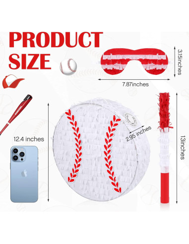 Piñata de Béisbol Deekin con Palo, Antifaz y Confeti