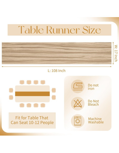 Paquete de 10 Caminos de Mesa de Gasa Beige 43x274 cm para Bodas