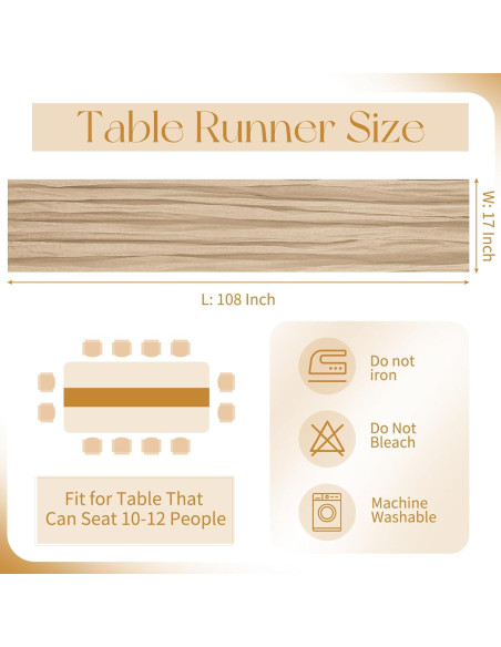 Paquete de 10 Caminos de Mesa de Gasa Beige 43x274 cm para Bodas Paquete de 10 Caminos de Mesa de Gasa Beige 43x274 cm para Bodas