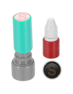 Sello de Letras PATIKIL Letra S con Tinta Roja y Carcasa Verde