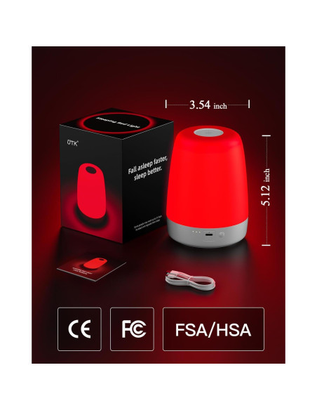 Lámpara Nocturna Roja UTK con Control Táctil y Temporizador Lámpara Nocturna Roja UTK con Control Táctil y Temporizador