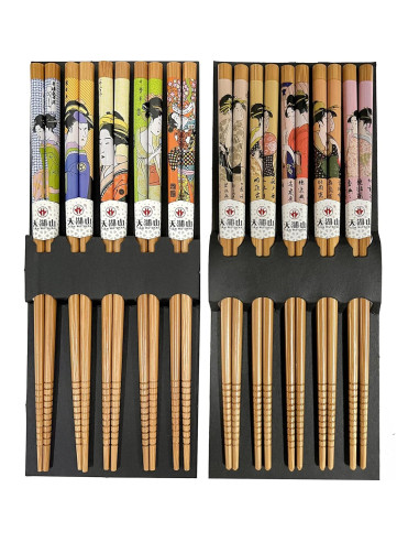 10 Pares de Palillos de Bambú Reutilizables LANHUTHS 22.5 cm